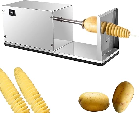 Potato Slicer Electric Potato Tornado Spiral Slicer Stainless Steel Automatic Twisted Potato Cutter Machine Vegetable Cutting Machine for Home Commercial Use