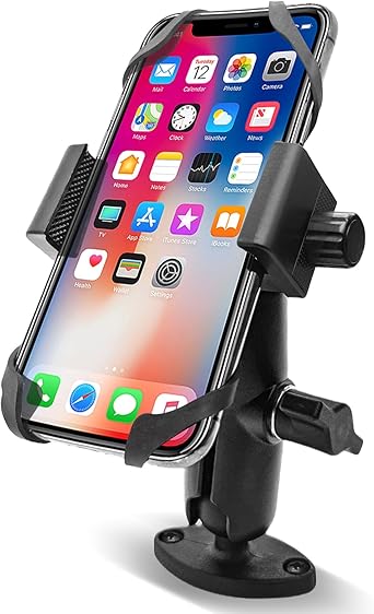 Phone Mount Holder with B Size 1" Ball Diamond Base & Double Socket Arm (Medium) for Car Boat Truck Motorcycle UTV ATV fit 4.7''-7.2'' Phone