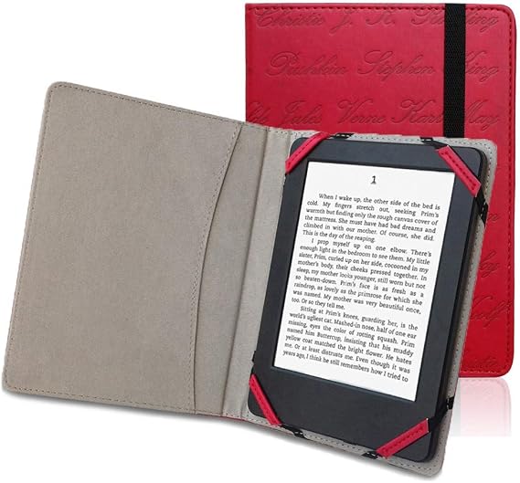 Universal 6inch Ereader Book Style Case Cover embossed Author Name for kobo pocketbook sony kindle 6inch ereader