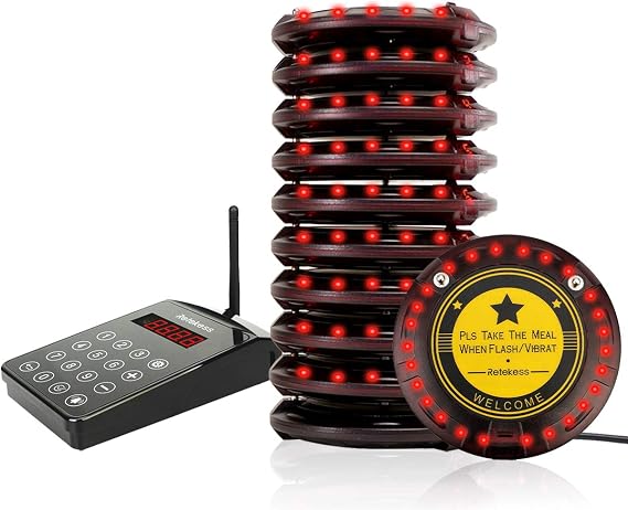 Retekess TD103 Pagers for Restaurants, Buzzer System, 10 Coaster Pagers