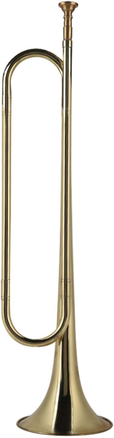 Cavalry Trumpet Brass Marching Bugle Horn Gold Plated Professional Instrument for Students, Kids, Beginner Military Orchestra
