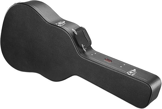 VEVOR Acoustic Guitar Hard Case, 43.31 in Gourd-Shaped Guitar Hard Case, With Lock Latch Key Handle, PVC Padding Soft Lining Water-Resistant Hard Shell Guitar Case, for 39-41 in Acoustic Guitar, Black | With Lock Latch Key Handle, PVC Padding Soft Lining Water-Resistant Hard Shell Guitar Case Guitar Hardshell Bag
