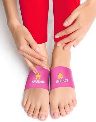 Sparthos Arch Compression Brace - Plantar Fasciitis Support Brace - Foot Feet Brace, Ankle Pain Relief, Night Splint - Planter Plantars Fascitis Faciatis - for Men and Women Pink-M