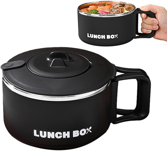 Ramen Donburi Ramen Bowl with Lid, Stainless Steel, Instant Noodle Maker, Noodle Maker You Can Make Noodles in Bag Noodles Just Pour with Hot Water Insulation, Leak Proof, Time-saving Dishes, Ramen