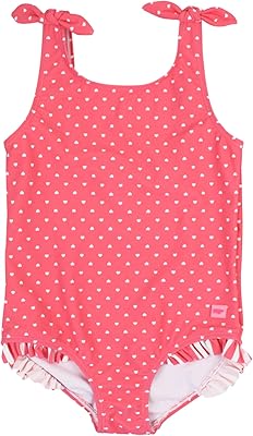 RuffleButts Girls UPF50 Sun Protection Tie ShoulderCross Back One Piece Swimsuit