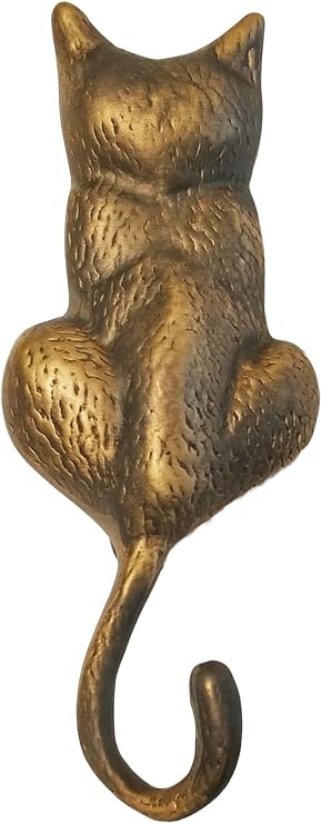 Cat Door Knocker Solid Brass 6.11 inches (Antique Bronze)