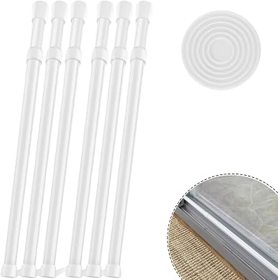 6 Pack Window Security Bars 15.7 to 27.5 Adjustable Sliding Glass Door Lock Bars Window Safety Lock Bar Stopper with Rubber Tips for Home, 0.87 in Diameter