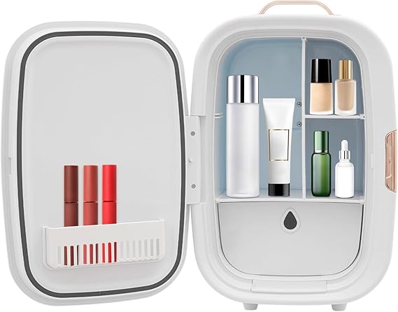 Skincare Fridge, 12.68QT Portable Mini Fridge with 2 Mesh Partition Boards, Low Noise Constant Temperature Cosmetic Fridge for Storing Facial Masks, Perfumes, Lotions, Toners, Lipsticks.