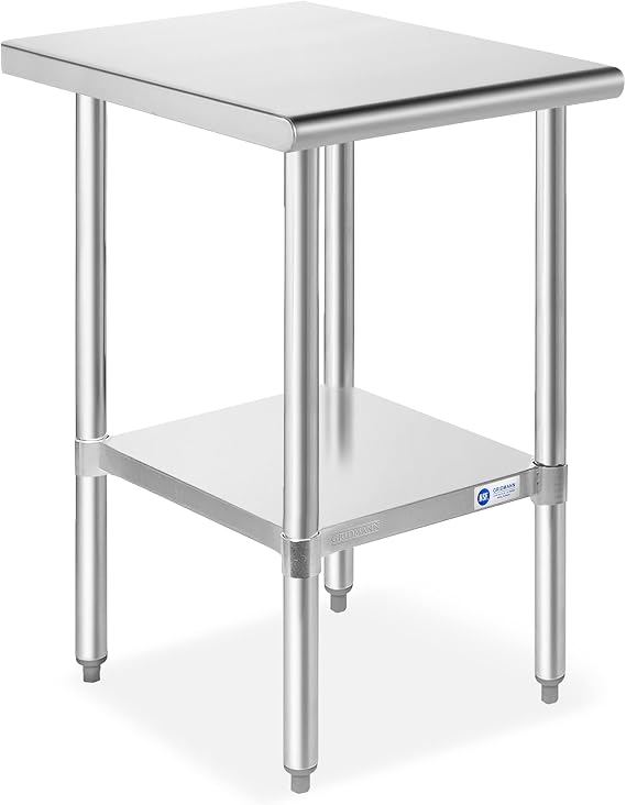 GRIDMANN Stainless Steel Work Table 18 x 30 Inches, NSF Commercial Kitchen Prep Table with Under Shelf for Restaurant and Home