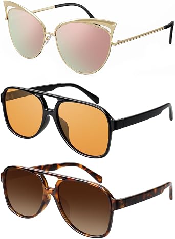 GQUEEN Retro Oversized Sunglasses Womens Bundle