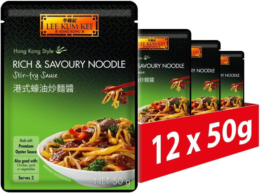 Lee Kum Kee Rich &amp; Savoury Noodle Stir Fry Sauce, Hong Kong Style, 50 g Pack of 12
