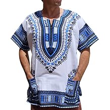 RaanPahMuang Brand Unisex Bright African White Dashiki Cotton Shirt