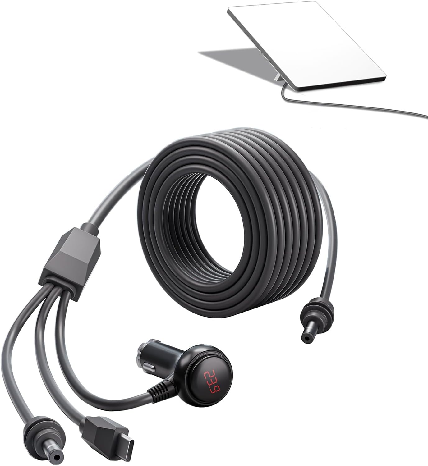 Starlink ミニ電源ケーブル – 3イン1 10フィート/3M USB-C - DCケーブル 12V カーアダプター スイッチ&電圧表示付き PD 100W + 20V/5A 対応 Starlink Mini、モバイルバッテリー、ソーラー用