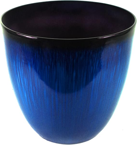 Gardener Select (EPR18-105) Large Egg Shaped Planter - Modern Indoor & Outdoor Decorative Flower Pot/Box (18 Inch, Blue Flower)