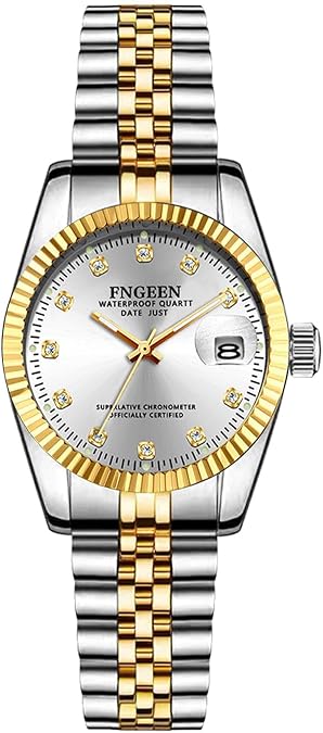 OIDEA Stainless Steel Women's Watches: Silver Gold Tone Rhinestone Quartz Analog Wrist Watches for Women Waterproof Date Luminous Watch