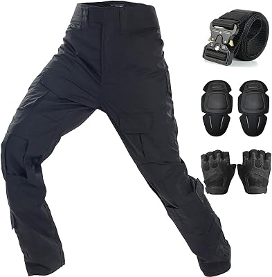 Tactical Pants,Combat Pants with Knee Pads Belt Gloves,Camo Pants for Men, Mens Military Airsoft Clothes Gear