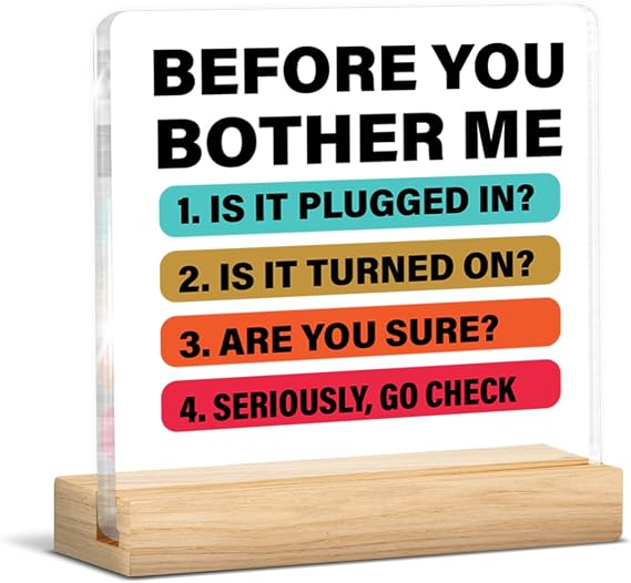 Computer Science Classroom Desk Decor, Computer Teacher Gifts for Women Men | Tech Support Gifts for Computer Teacher IT Programmer Acrylic Plaque Sign Computers Room Decor