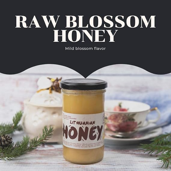 Pure, raw honey, organic wild flower, 100% natural, 350 g unfiltered unheated from non-absorbent fed bees with high concentration of protein minerals and natural acids