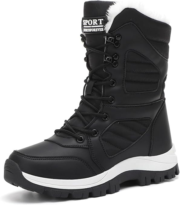 Chic Warm Winter Boots for WomenFaux Fur Lined Mid-Calf Booties,Waterproof Winter Snow Boots Women,Insulated Lightweight Outdoor Shoes,Comfortable for Snowy Days
