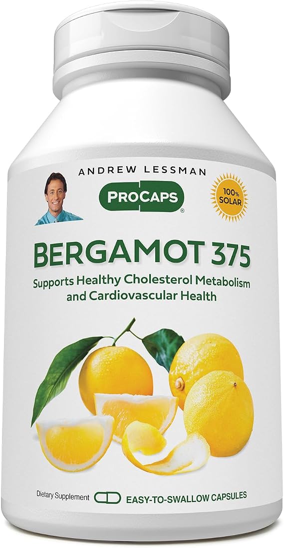 ANDREW LESSMAN Bergamot 375mg - 30 Capsules - High Potency, Standardized Extract. No Additives. Small Easy to Swallow Capsules | High potency Citrus Bergamot Extract from Calabria, Italy with Naturally Occurring Polyphenols & Flavonoids. Easy to swallow.