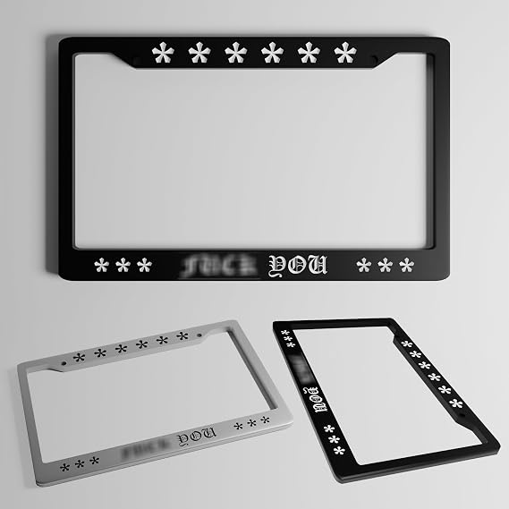 Black License Plate Frame for Cars, Universal Fit License Plate Frame, Bold Statement Car License Plate Frame for Front and Rear License Plate Mount, Novelty Car Tag Frame