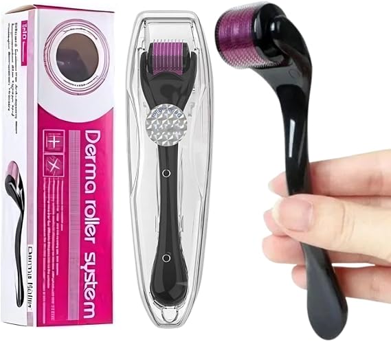 Derma Roller for Skin,Beard Derma Roller for Hair Growth & Care,Facial Roll, Micro needling 0.25mm 0.5mm 1mm 1.5mm,540 Titanium Micro Needles for Facial,Body & Hair Growth (1MM)