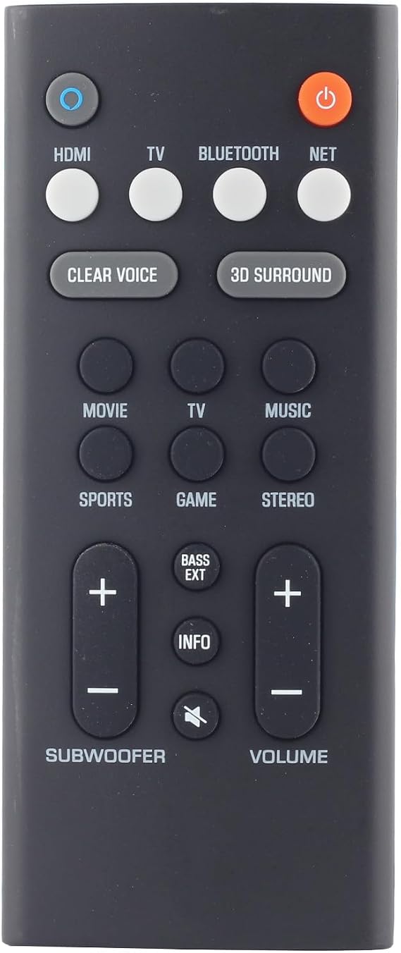 Remote Control for Yamaha Audio YAS-209BL Sound Bar
