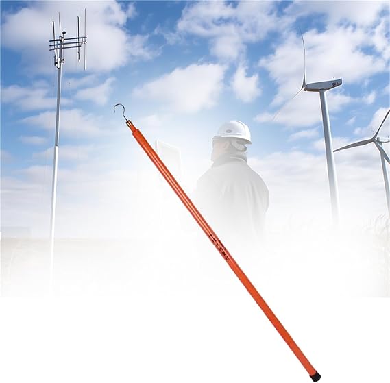 Telescopic Measuring Rod 6 8 10 12 15 18 M, Height Measuring Stick with Hook for Live Power Line/Telecom Tower, Non-Conductive(Red,12m)