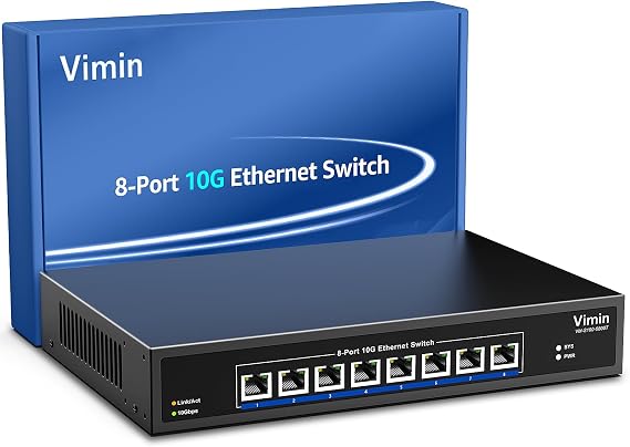 8 Port 10G Ethernet Switch Unmanaged Plug & Play Desktop/Rack Mount