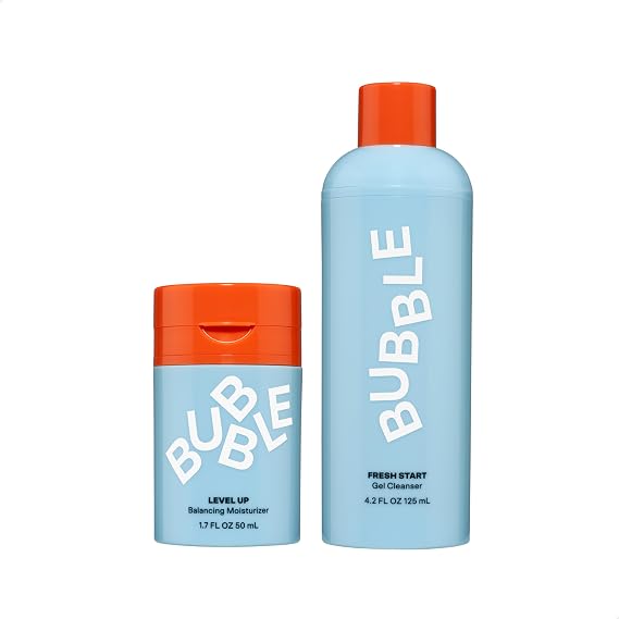 Bubble Skincare Oil Control & Balance Duo: Fresh Start Exfoliating Gel Cleanser (125ml) + Level Up Balancing & Hydrating Moisturizer for Oily Skin (50ml)