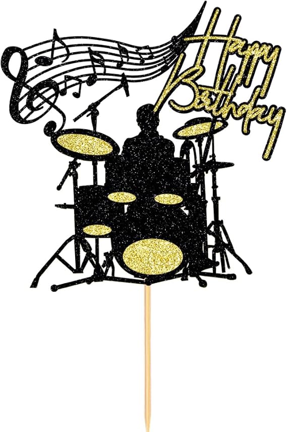 Drum kit Happy Birthday Cake Topper for Rock Band Theme Party Decor