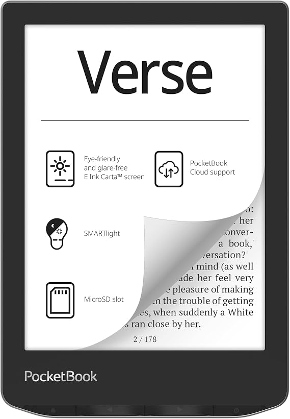 PocketBook Verse - Mist Grey internationale Version ohne dt. Ebook Shop und Onleihe 8GB Speicher E-Ink Carta
