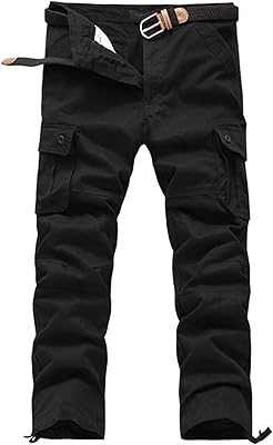 JEKE-DG Mens Casual Work Cargo Pants Outdoor Tactical Cotton Pants Straight-Leg Trousers with Multi-Pockets