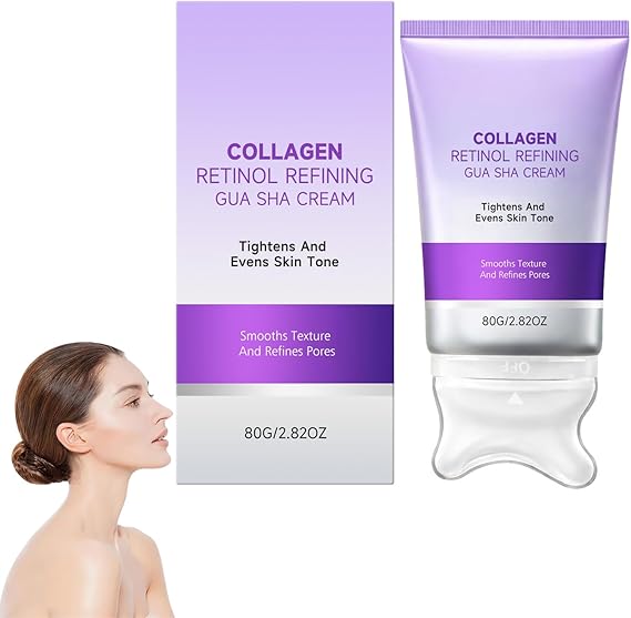 Retinol Refining Gua Sha Cream, Collagen Retinol Gua Sha Cream for Neck Firming Skin, Resist-Aging Moisturize, Tightening Smoothing For Face Neck Daily Care（1）