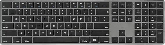 Perixx PERIBOARD-817 Wireless Multi Device Keyboard, Full Size, Aluminum Housing, X Type Scissor Keys, Compatible with Windows, macOS, Linux
