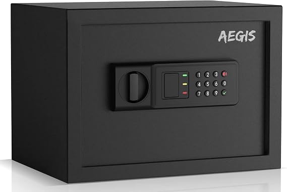 AEGIS 0.8Cu.Ft Electronic Safe Box for Home/Office/Hotel | Digital Keypad, Compact safe for cash, passports, jewelry and small electronics, Anti-Theft Alarm, Silent Access