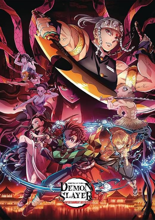 BUY ART FOR LESS Officially Licensed Demon Slayer Entertainment District 24 x 36 Inch Art Poster - Decorative Print - Poster Paper - Ready to Frame