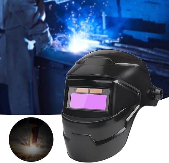 Solar Powered Welding Helmet, Auto Darkening Welding Helmet with LCD Clear View & Adjustable Lens, Protective Gear for Welding, Comfortable Safety Gear for Welders Black
