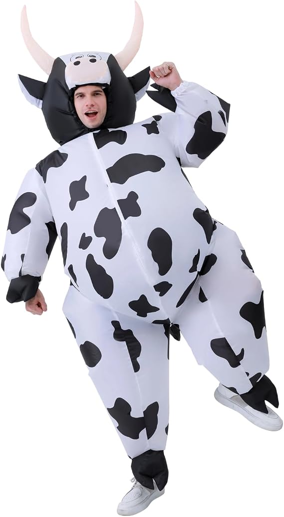 JASHKE Cow Costume Adult Inflatable Cow Costume Blow up Costumes Inflatable Halloween Costumes for Adult