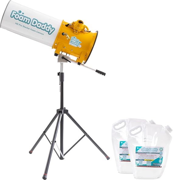 FoamDaddy HD Pro Stacker Foam Cannon Brandable High-Output Metal Machine for Professional & Large Scale Events Covers 30x30ft Area Mount, Pump, Hose, Stand, Remote Control, Ultra-Concentrate Gel