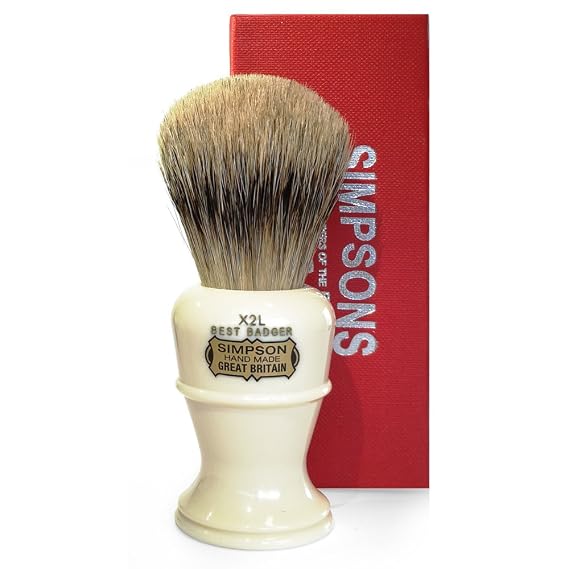 Colonel X2L Best Badger Brush- Simpson Shaving Brushes - Faux Ivory Handle