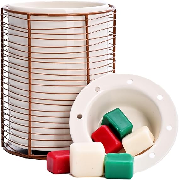 ASAWASA Electric Ceramic Wax Melts Warmer By Iron Frame Transparent, Use Wax Cubes Essential Oils and Fragrance Oils, Gifts for Aromatherapy Home Decor Night lamp Yoga