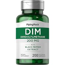 Piping Rock DIM Supplement | 200 mg | 200 Capsules | Diindolylmethane with Black Pepper Extract | Non-GMO & Gluten Free Formula