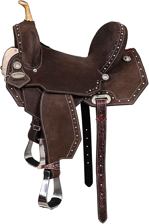 HILASON Flex Tree Western Horse Saddle in American Leather Barrel Trail | for Horses