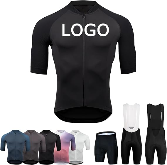 Personalised Cycling Jersey Mens Short Sleeve Quick Dry Customised Mountain Bike Jersey with Team Name Logo Racing Bicycle Clothes(Black)