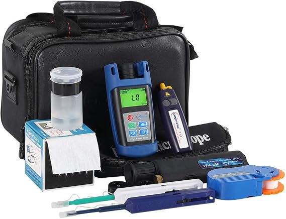 ORIENTEK TCI Fiber Inspection Cleaning Tool Kit Including : Fiber Connector Microscope, Fiber Cleaner, Optic Power Meter,1mw VFL, Cleaning Wipes (TCI-8E Kit)