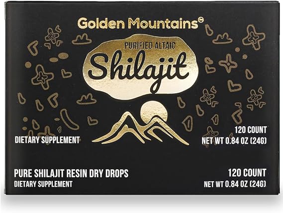 Siberian Green Premium Pure Shilajit Dry Drops Altai Golden Mountains - 120 Count (200 mg) Authentic Safety & Quality Certificate - US Lab Tested Fulvic Acid