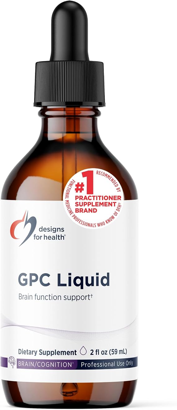 Designs for Health GPC Liquid Drops - 600mg Alpha Glycerophosphocholine Supplement, Non-GMO GPC Choline from Highly Refined Soy Lecithin - Supports