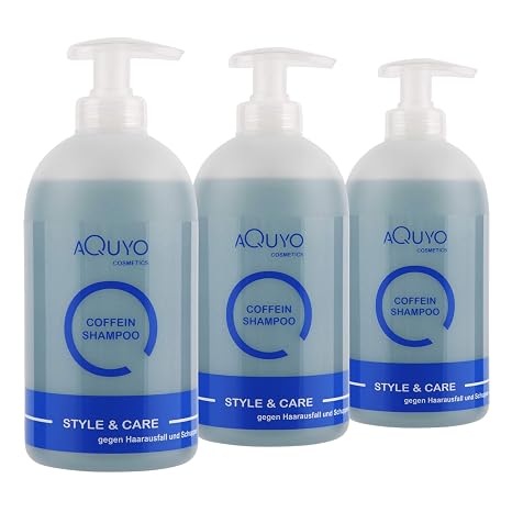 Caffeine Shampoo Against Hair Loss Oily Hair and Dandruff (3 x 500 ml) Hair Care with Caffeine Zinc and Biotin Relieves Hair Loss and Promotes Hair Growth Hair Shampoo for Scalp Itching