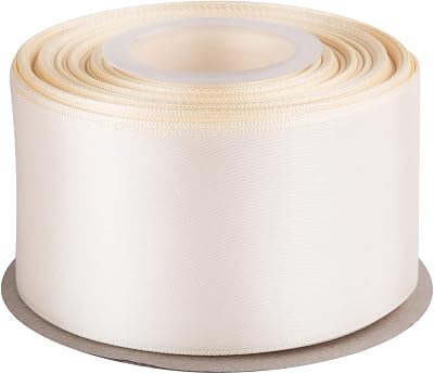 2 Inch Double Faced Satin Ribbon Ivory Solid Polyester Craft Ribbon - 25 Yards Perfect for Gift Wrapping, Crafts, Wreath, Wedding Party Ceremony Decoration, Floral Arrangement, Sewing